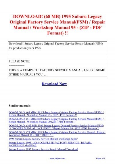 download Subaru Legacy ESM workshop manual