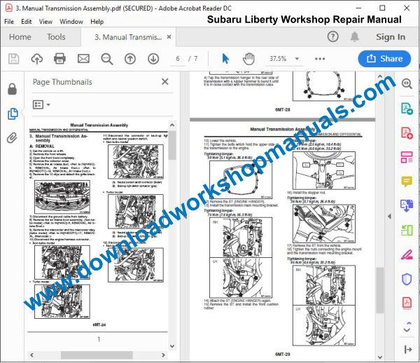 download Subaru Liberty workshop manual