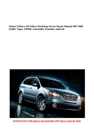 download Subaru Tribeca B9 workshop manual