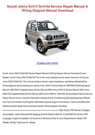 download Suzuki Jimny Sn413 sn415d + workshop manual