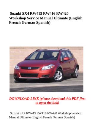 download Suzuki SX4 RW415 RW416 RW420 English workshop manual