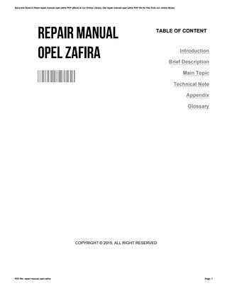 download Vauxhall Zafira able workshop manual