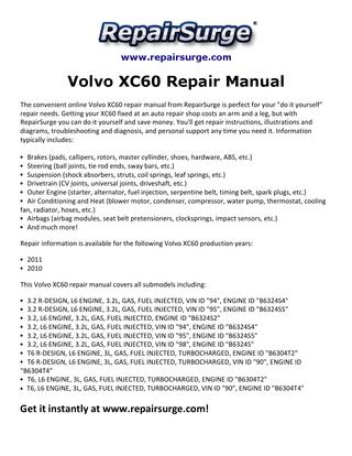 download Volvo XC60 workshop manual