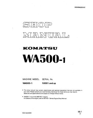 download WA500 1 Wheel Loader workshop manual